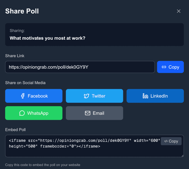 Sharing a Poll Options